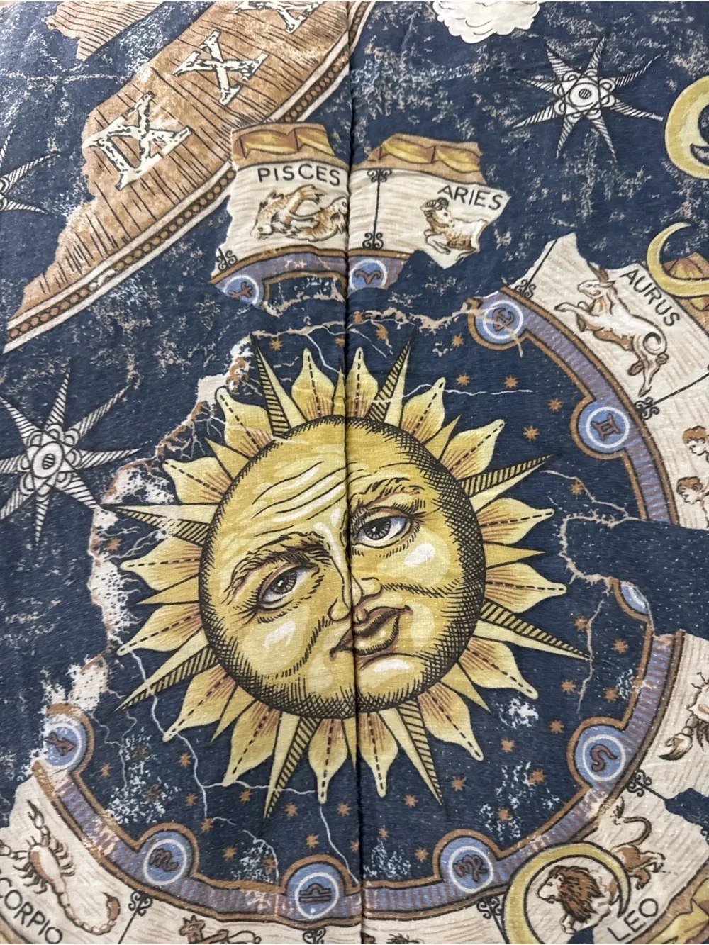 Y2K Vintage 90s Celestial Sun & Moon Navy Comforter Set